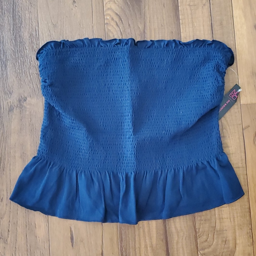 Navy Smocked Tube Top